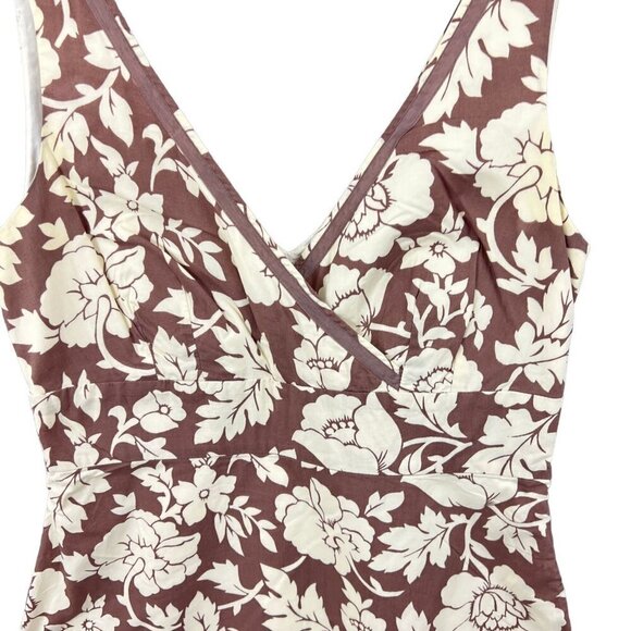Boden Floral Midi A-Line Cotton Dress Tan / Brown Size US 10 - Picture 7 of 8